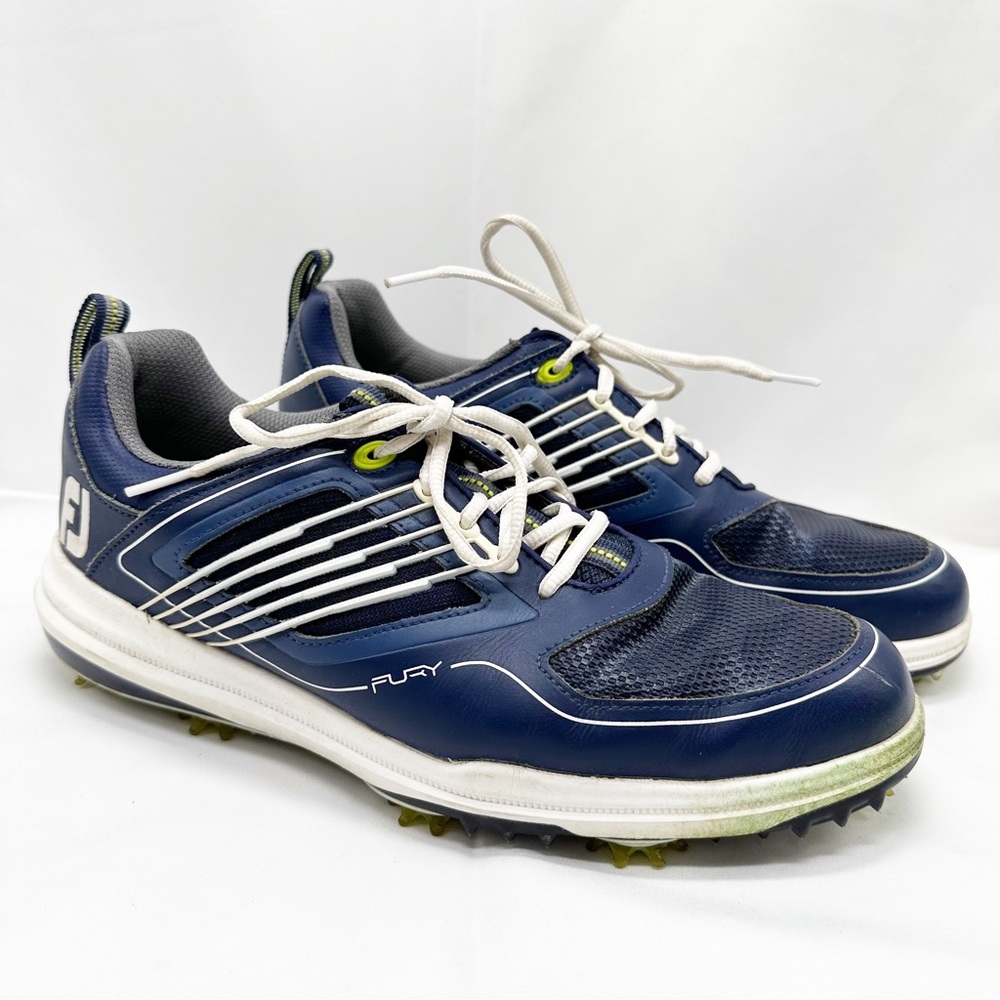 FootJoy FJ Fury Golf Shoes Men's Size 8.5 M Navy Blue Green Spikes